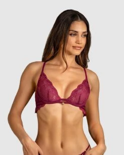Plunge Underwire Scalloped Sheer Lace Bra