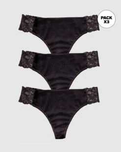 3-Pack Lace Side Seamless Thong Knickers -Tempt Lingerie Shop 12968X3 700 1200X1500 1