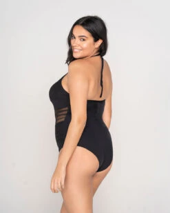 One-Piece Striped Mesh Overlay Slimming Swimsuit -Tempt Lingerie Shop 190980BL 700 1200x1500 2022 2