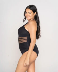 One-Piece Striped Mesh Overlay Slimming Swimsuit -Tempt Lingerie Shop 190980BL 700 1200x1500 2022 3