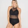 One-Piece Striped Mesh Overlay Slimming Swimsuit -Tempt Lingerie Shop 190980B 700 1200x1500 2022 1