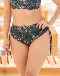 Eco Friendly High Waisted Gathered Bikini Bottom