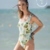 Eco-Friendly Slimming One-Piece Swimsuit With Contrast Stitch Accents Made Of Recycled Plastic