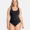 Scoop Back Cheeky Scalloped One-Piece Shaper Swimsuit