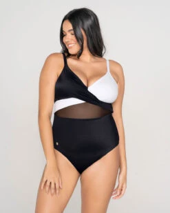 Cross-Front Contrast Graphic One-Piece Slimming Swimsuit -Tempt Lingerie Shop 19A057L 700 1200x1500 2022 1