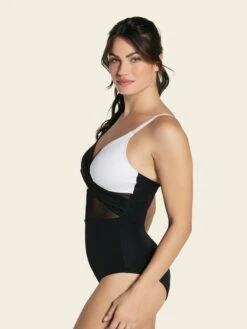 Cross-Front Contrast Graphic One-Piece Slimming Swimsuit -Tempt Lingerie Shop 19A057 700 1200x1500 2023 3