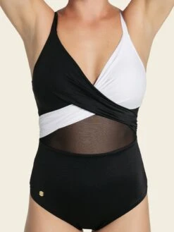 Cross-Front Contrast Graphic One-Piece Slimming Swimsuit -Tempt Lingerie Shop 19A057 700 1200x1500 2023 4