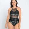 One-Piece Sheer Stripe High-Neck Slimming Swimsuit -Tempt Lingerie Shop 19A106N 701 1200X1500 usa 1