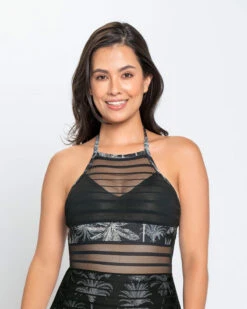 One-Piece Sheer Stripe High-Neck Slimming Swimsuit -Tempt Lingerie Shop 19A106N 701 1200X1500 usa 3