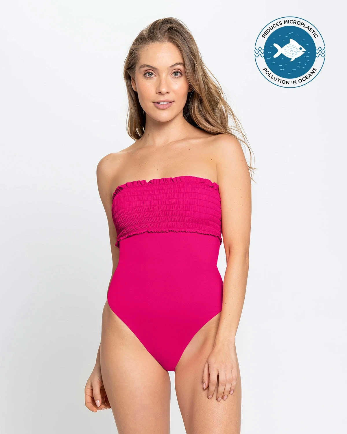 Eco-Friendly Recycled Nylon Swimsuit With Ruching 1 Eco-Friendly Recycled Nylon Swimsuit With Ruching