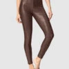 Faux Croc Leather Zip-Front Shaper Legging
