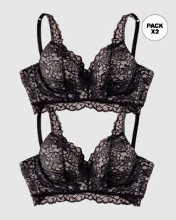 2-Pack Luxe Lace Underwire Smoothing Bustier Bras